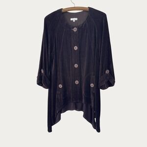 Kleen Jacket M Brown Lagenlook Boho Corduroy Button Front Cardigan Coat